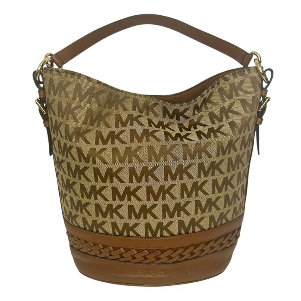 Michael Kors Brown Hobo Shoulder Bag with Signature Monogram
